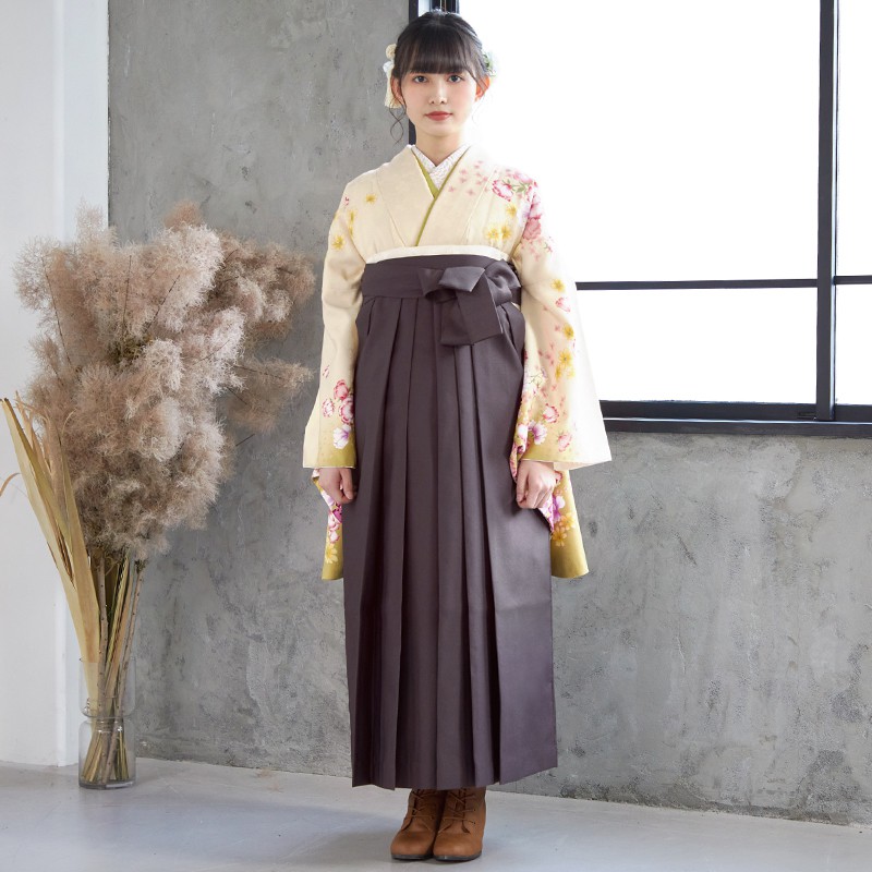 anan 【SALE】 クリーム　スィートフラワー レンタル 大学生袴 G043