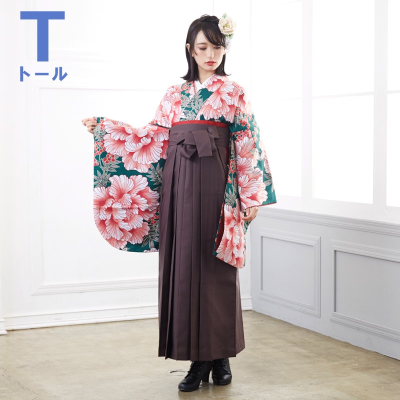  緑　牡丹に鳥 G767  G799 【トールサイズ】 レンタル 大学生袴 G779