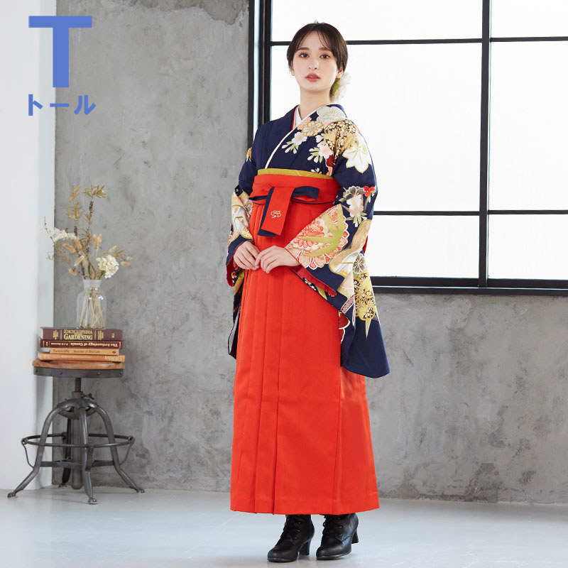  【SALE】 紺　梅菊笹桜宝尽くし G755 【トールサイズ】 レンタル 大学生袴 G796