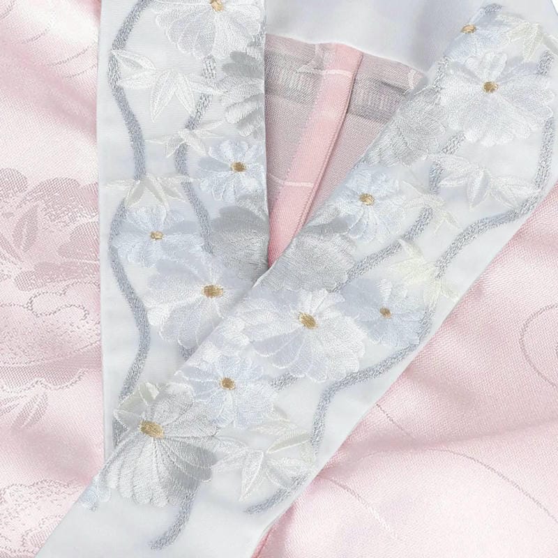  白 丸菊に立涌文 販売 半衿 hanbai-160