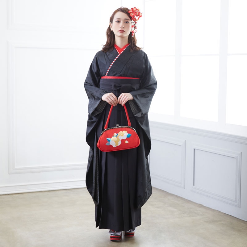 和風館 【SALE】 黒 百合 レンタル 振袖袴 R1929