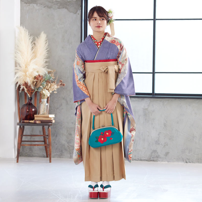  【SALE】 きぬたや総絞り京友禅 熨斗  絹 レンタル 振袖袴 R154