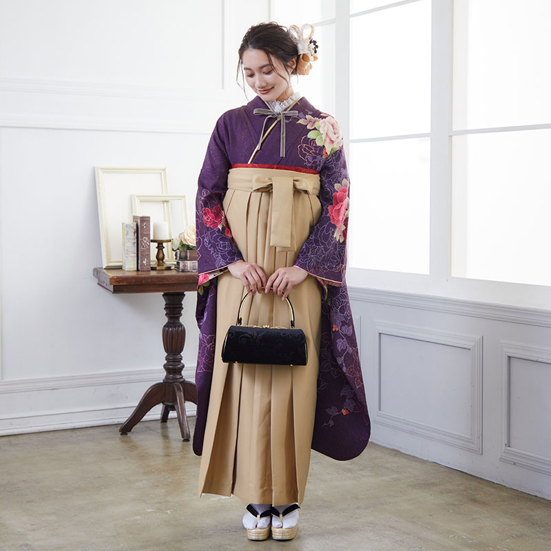  【SALE】 紫 クラシックローズ  絹  宅  Web限定商品 レンタル 振袖袴 R1308