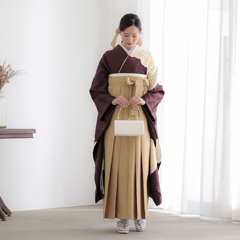  赤紫　大輪牡丹 レンタル 振袖袴 R2047