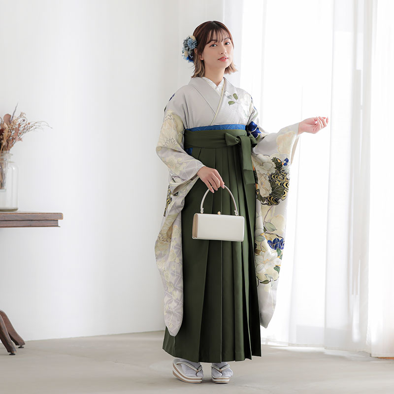 Ma Minette Reve 【SALE】 薄グレー　花の雪輪に梅 レンタル 振袖袴 R2042