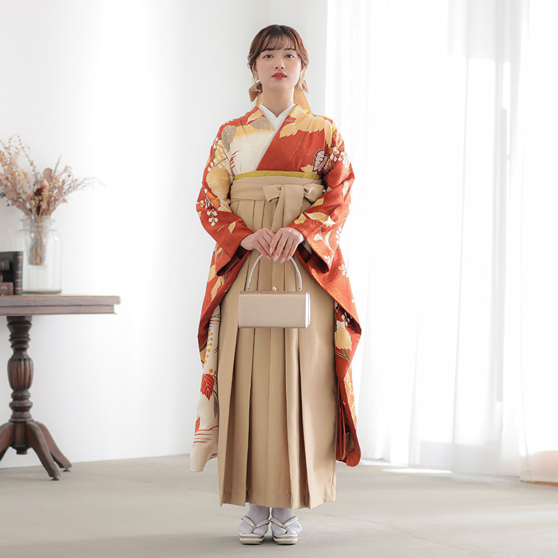  赤茶　桐 レンタル 振袖袴 R2029