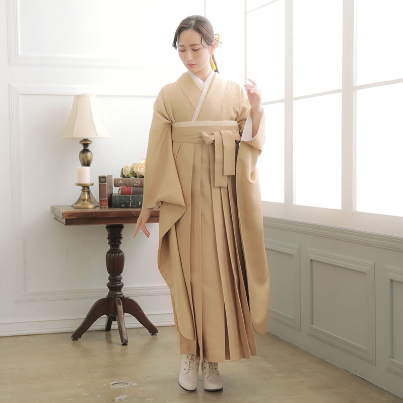 Vサンク 【SALE】 ベージュぼかし　草花 レンタル 振袖袴 R2020