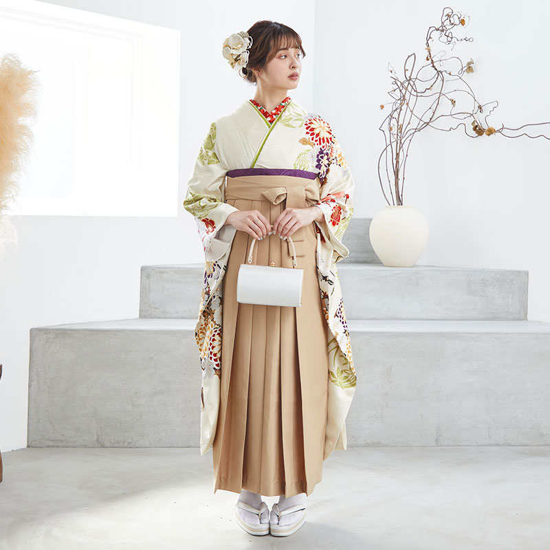 SION 【SALE】 クリーム 四君子 レンタル 振袖袴 R2011