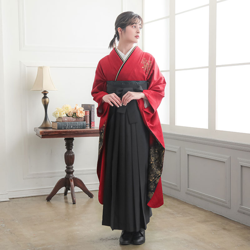  赤　桜 レンタル 振袖袴 R1997