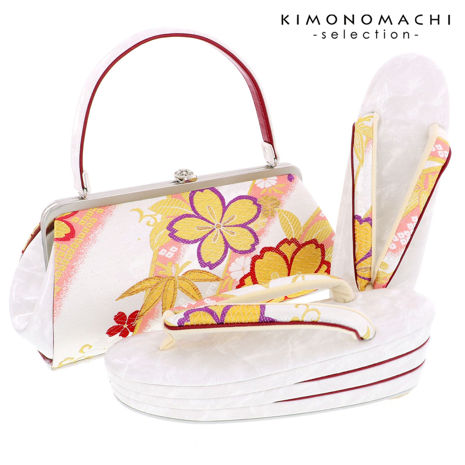 草履バッグセット 「シルバー　桜」 Fサイズ(M～Lサイズ相当) 販売 草履 053984