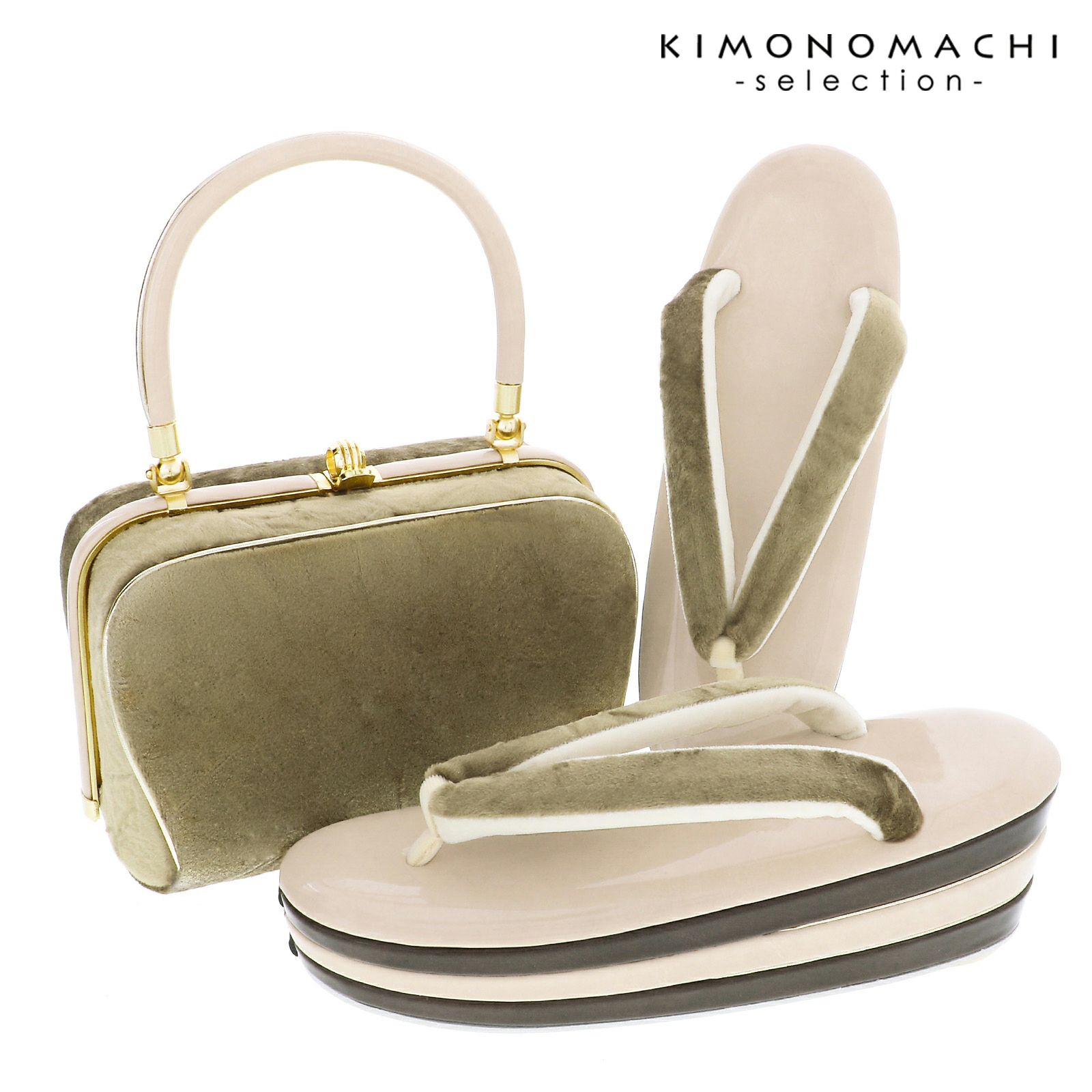 草履バッグセット ベルベット 「ブロンズ」 Fサイズ(M～Lサイズ相当) 販売 草履 054085