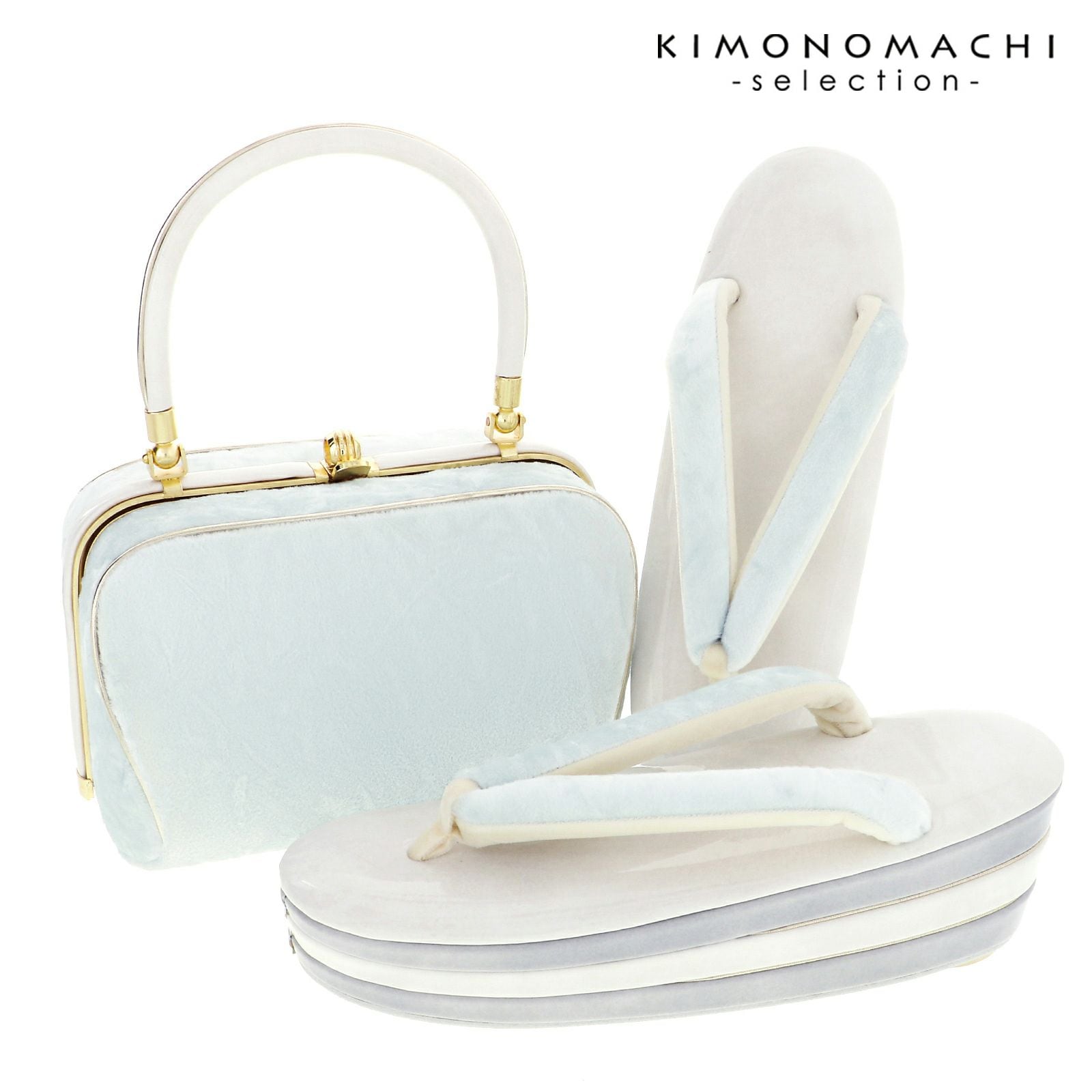 草履バッグセット ベルベット アイスブルー Fサイズ(M-Lサイズ相当) 販売 草履バッグ 054084