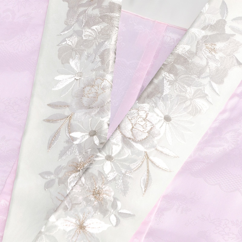  ホワイト銀刺繍 ローズ刺繍 販売 半衿 hanbai-237