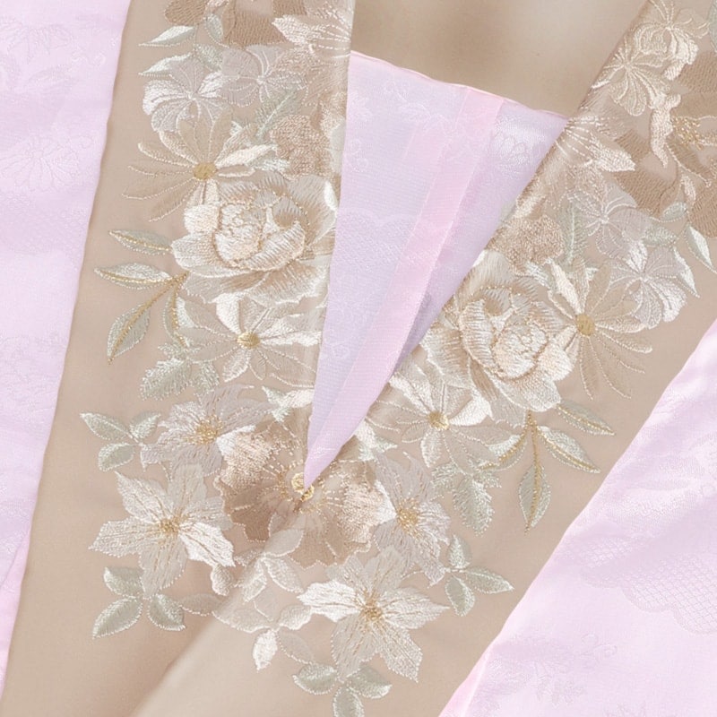  ベージュ ローズ刺繍 販売 半衿 hanbai-239