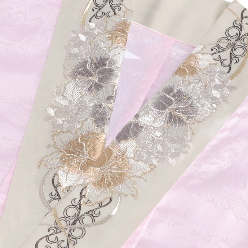  グレージュ リリー 百合 刺繍 販売 半衿 hanbai-235