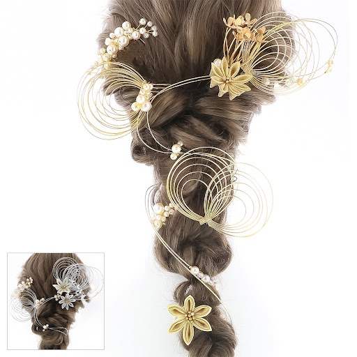 水引とパール＆お花 販売 髪飾り hanbai-267-268