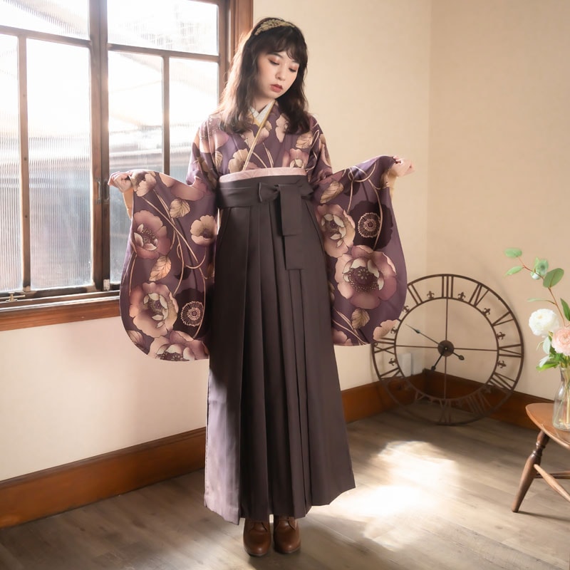  【SALE】 紫　ポピー レンタル 大学生袴 G936