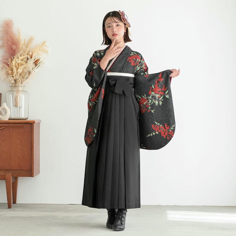  黒　南天 レンタル 大学生袴 G1051