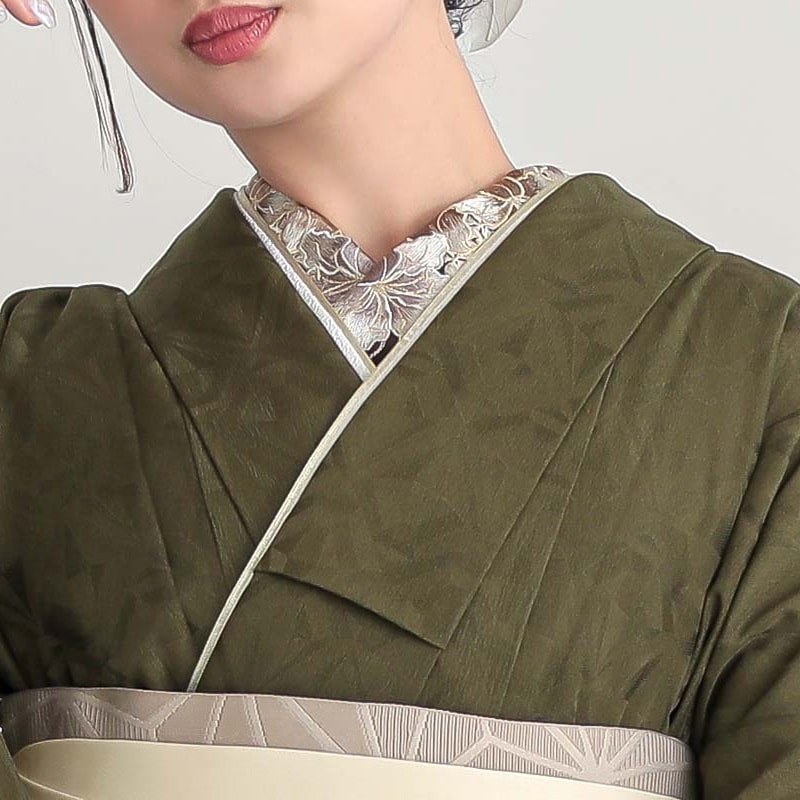  ブラウン リリー 百合 刺繍 販売 半衿 hanbai-233