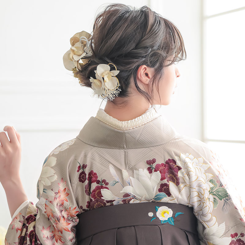 Vサンク 【SALE】 薄茶 百華流水 R2017 レンタル 振袖袴 R1988