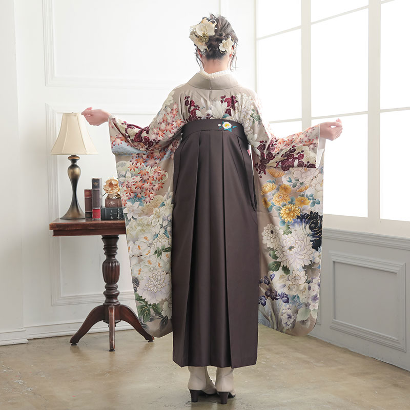 Vサンク 【SALE】 薄茶 百華流水 R2017 レンタル 振袖袴 R1988