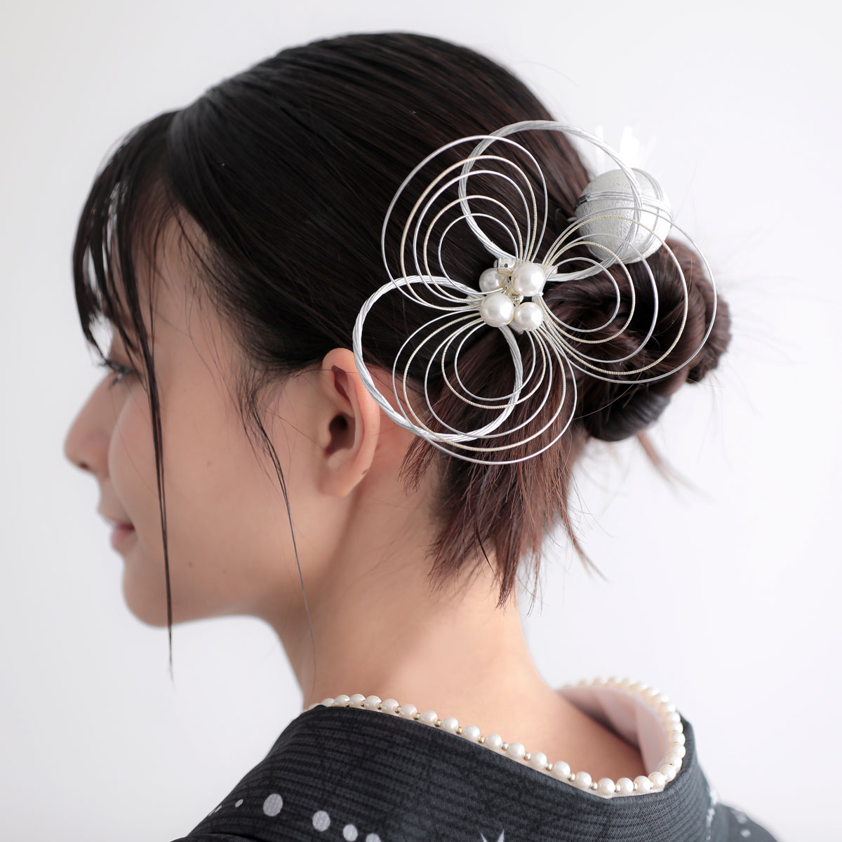  【SALE】 墨黒　星くずに七宝 レンタル 大学生袴 G1032