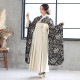 Kami Shibai 黒 草花と小鳥 レンタル 振袖袴 R1953
