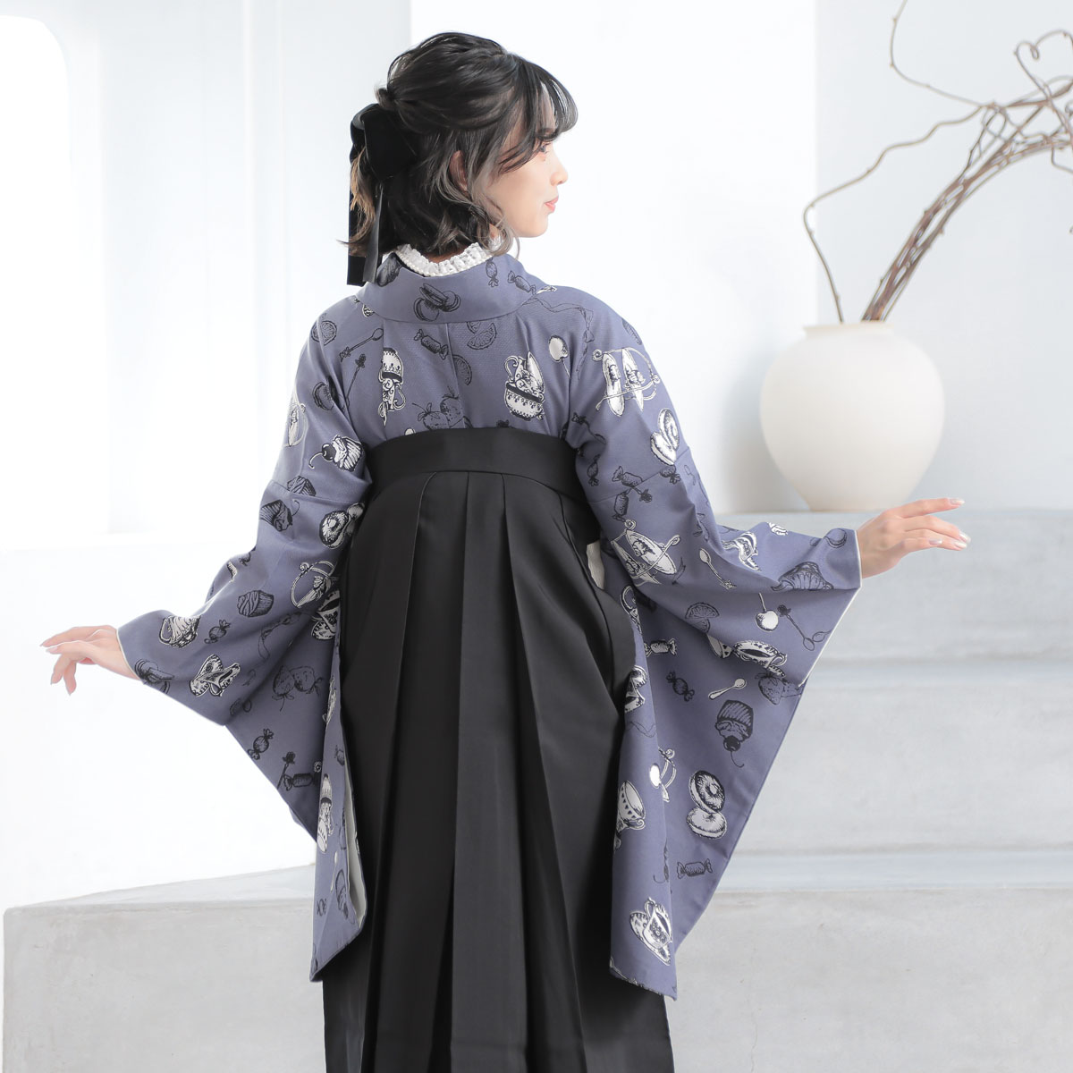  【SALE】 ブルーグレー　アフタヌーンティー A354 レンタル 大学生袴 G993