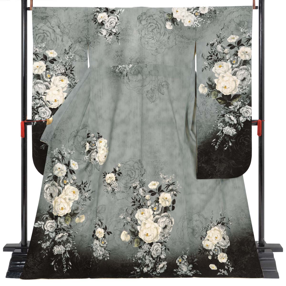 JILL STUART グレー×黒　ヴィンテージローズ レンタル 振袖袴 R2128