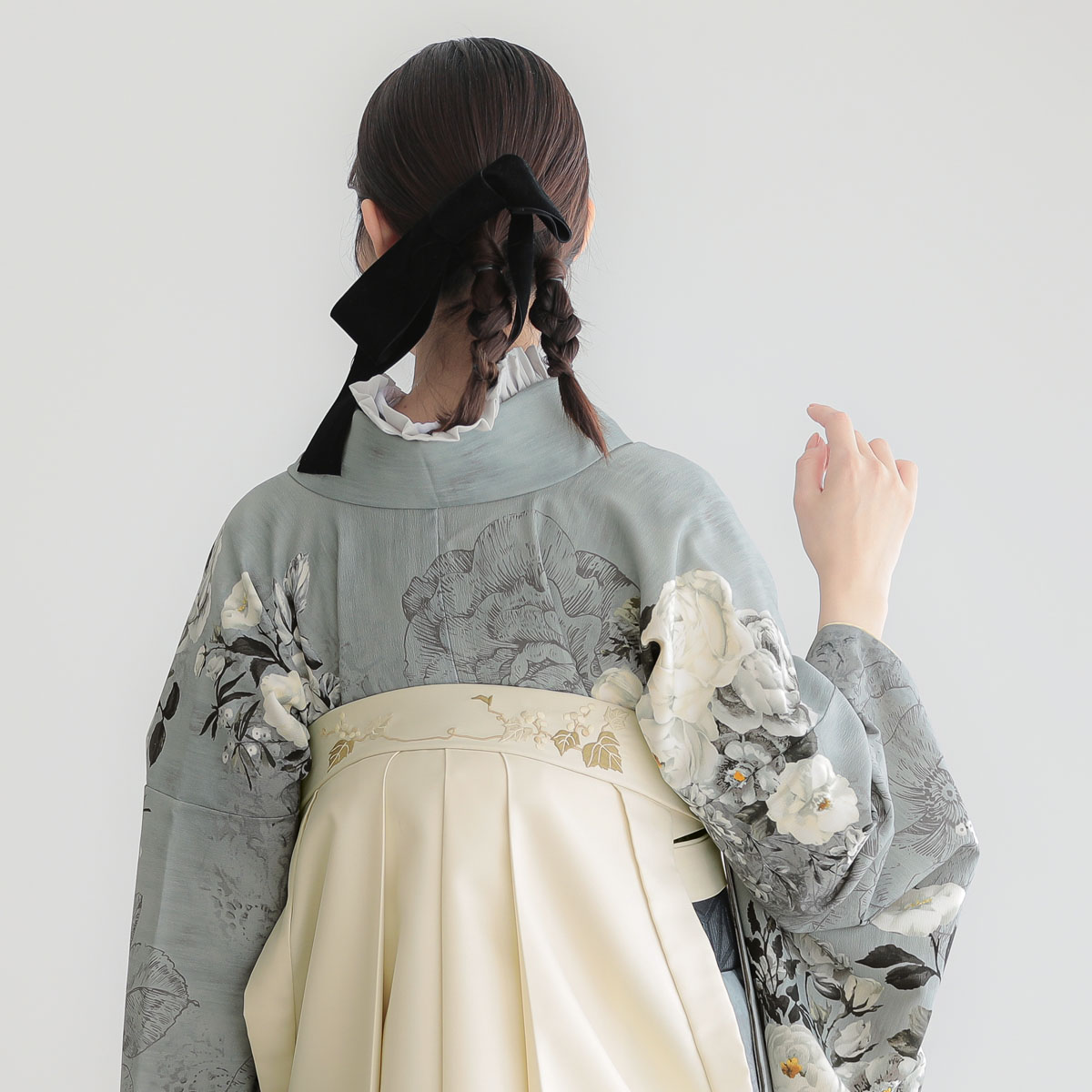 JILL STUART グレー×黒　ヴィンテージローズ レンタル 振袖袴 R2128