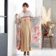 白×グレー 総絞り 胡蝶に牡丹 レンタル 振袖袴 R1942