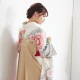 白×グレー 総絞り 胡蝶に牡丹 レンタル 振袖袴 R1942