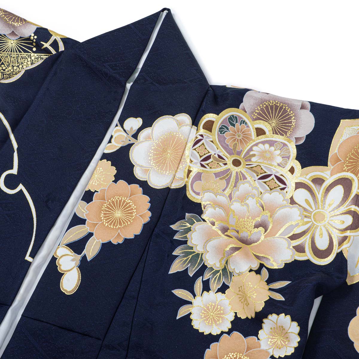  紺　梅と牡丹に鈴と手毬 レンタル 振袖袴 R2126