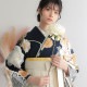  紺　梅と牡丹に鈴と手毬 レンタル 振袖袴 R2126