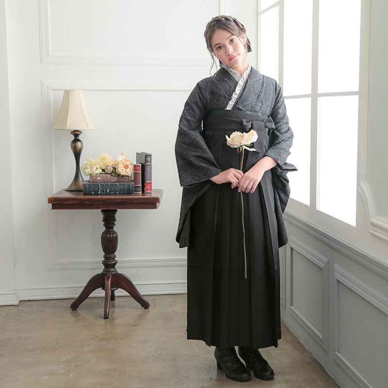  【SALE】 黒　アラベスク レンタル 大学生袴 G959