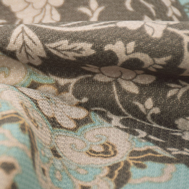  【SALE】 ベージュ×水色　縞更紗 レンタル 大学生袴 G955