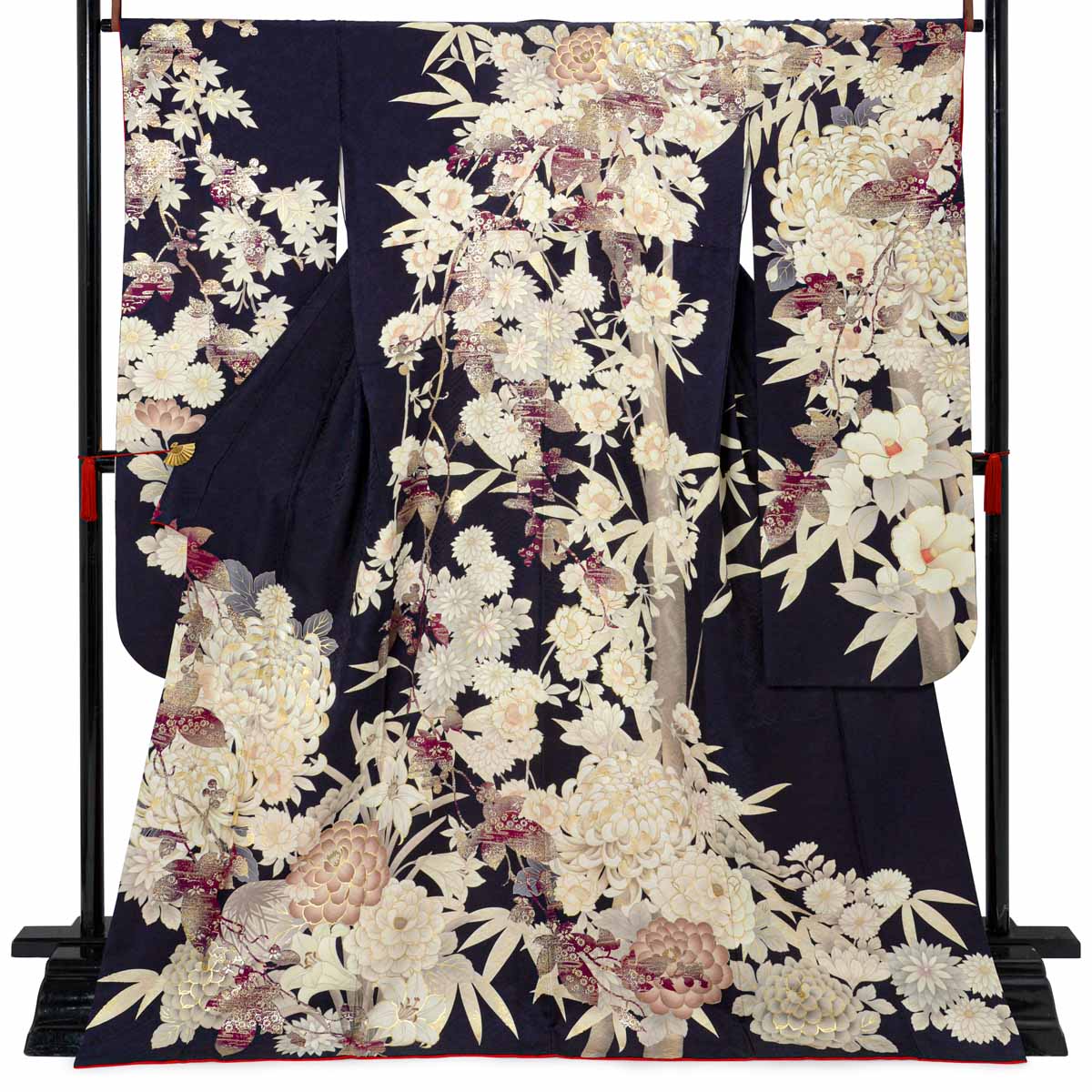 東京レトロ 濃紺　菊に蔦 レンタル 振袖袴 R2104