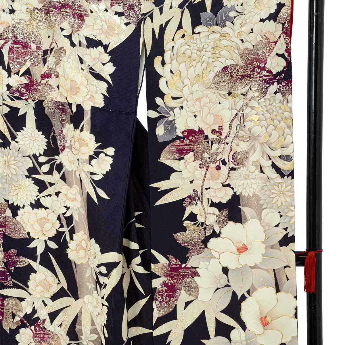 東京レトロ 濃紺　菊に蔦 レンタル 振袖袴 R2104
