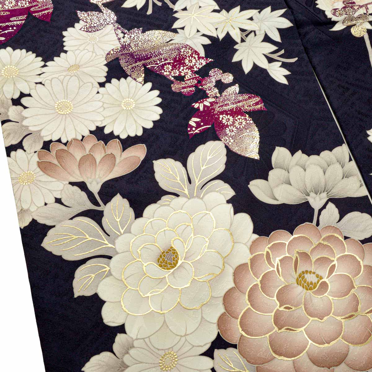 東京レトロ 濃紺　菊に蔦 レンタル 振袖袴 R2104