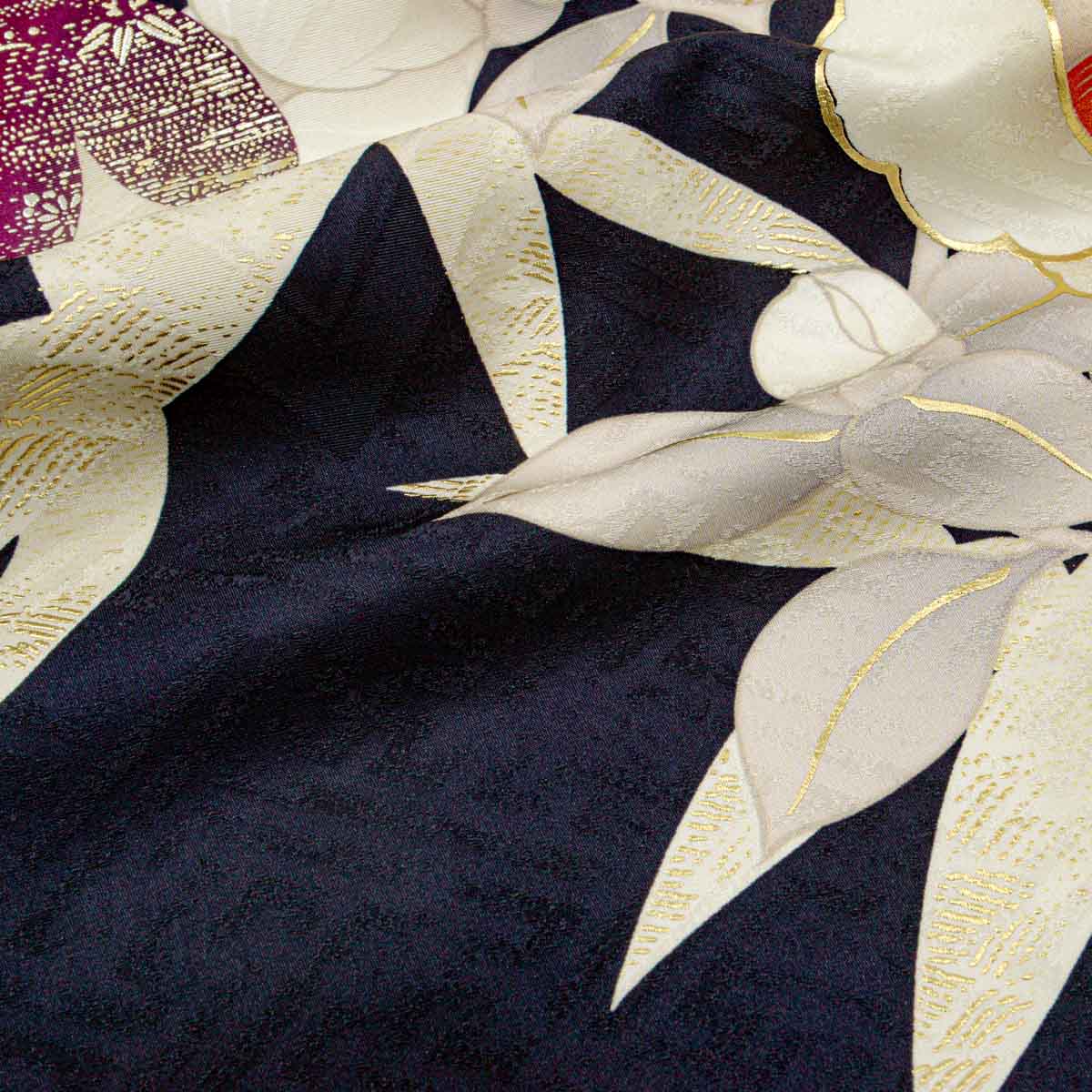 東京レトロ 濃紺　菊に蔦 レンタル 振袖袴 R2104