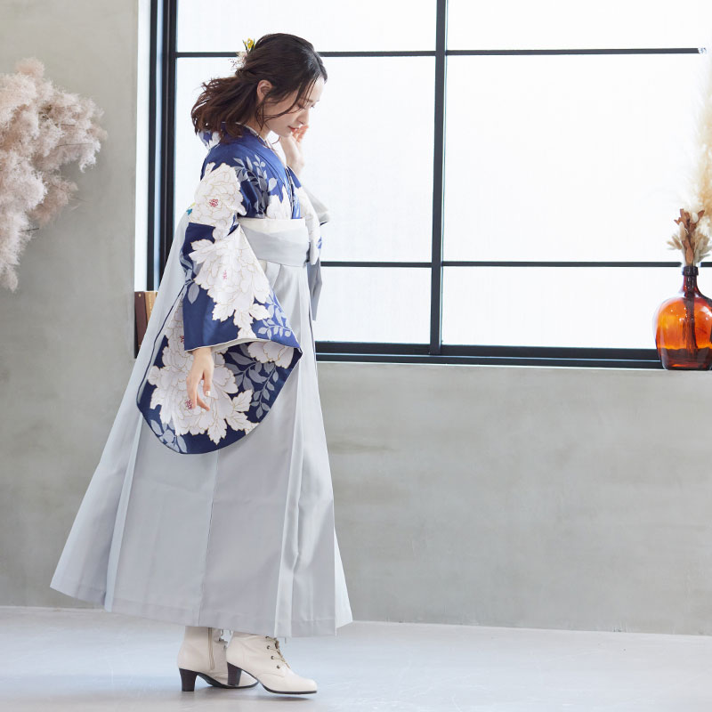  【SALE】 紺　白牡丹 レンタル 大学生袴 G946