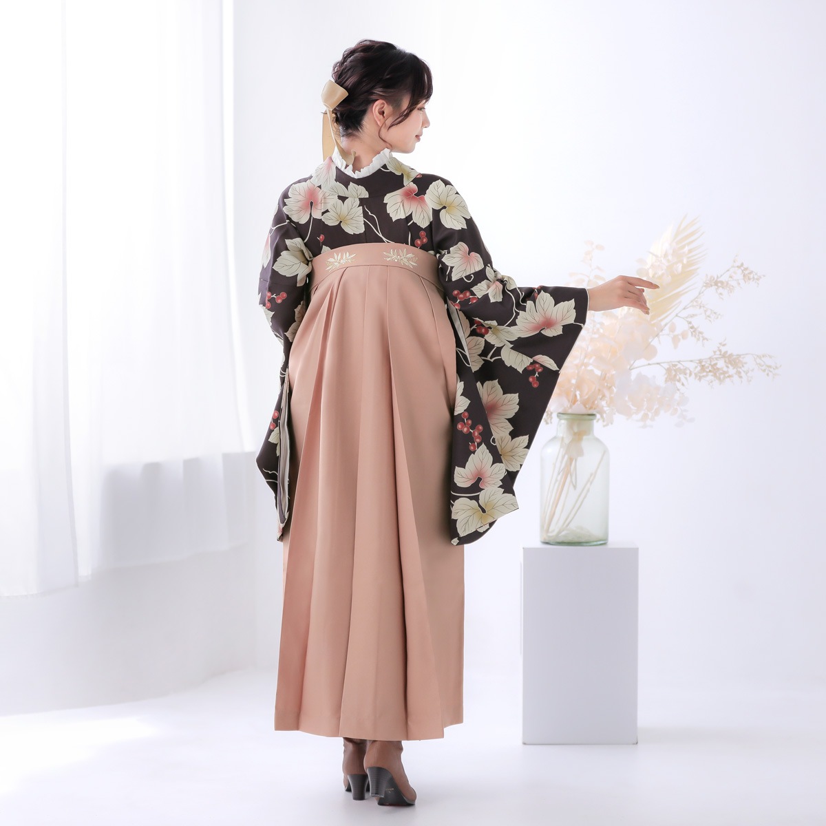  【SALE】 茶色　葡萄 レンタル 大学生袴 G924