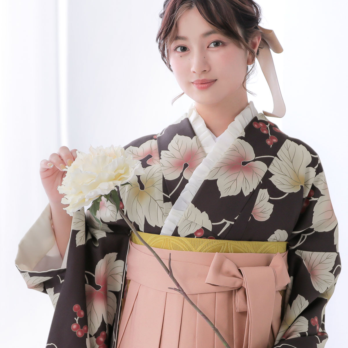  【SALE】 茶色　葡萄 レンタル 大学生袴 G924