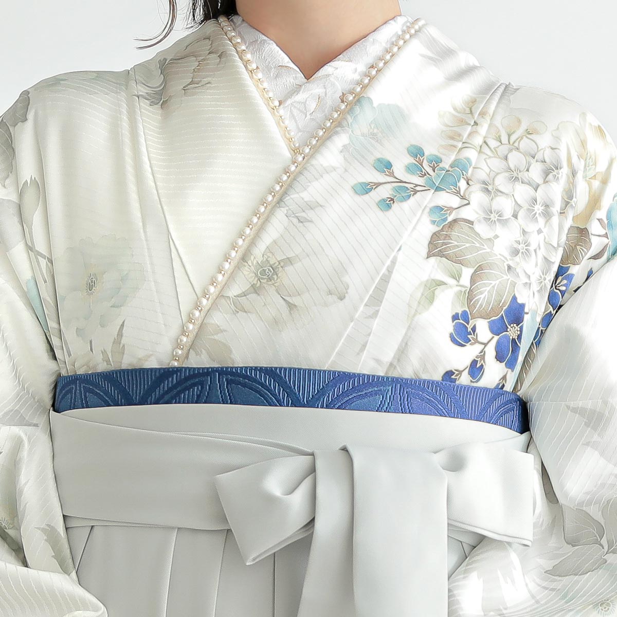  【SALE】 白　牡丹と花々 レンタル 振袖袴 R2080