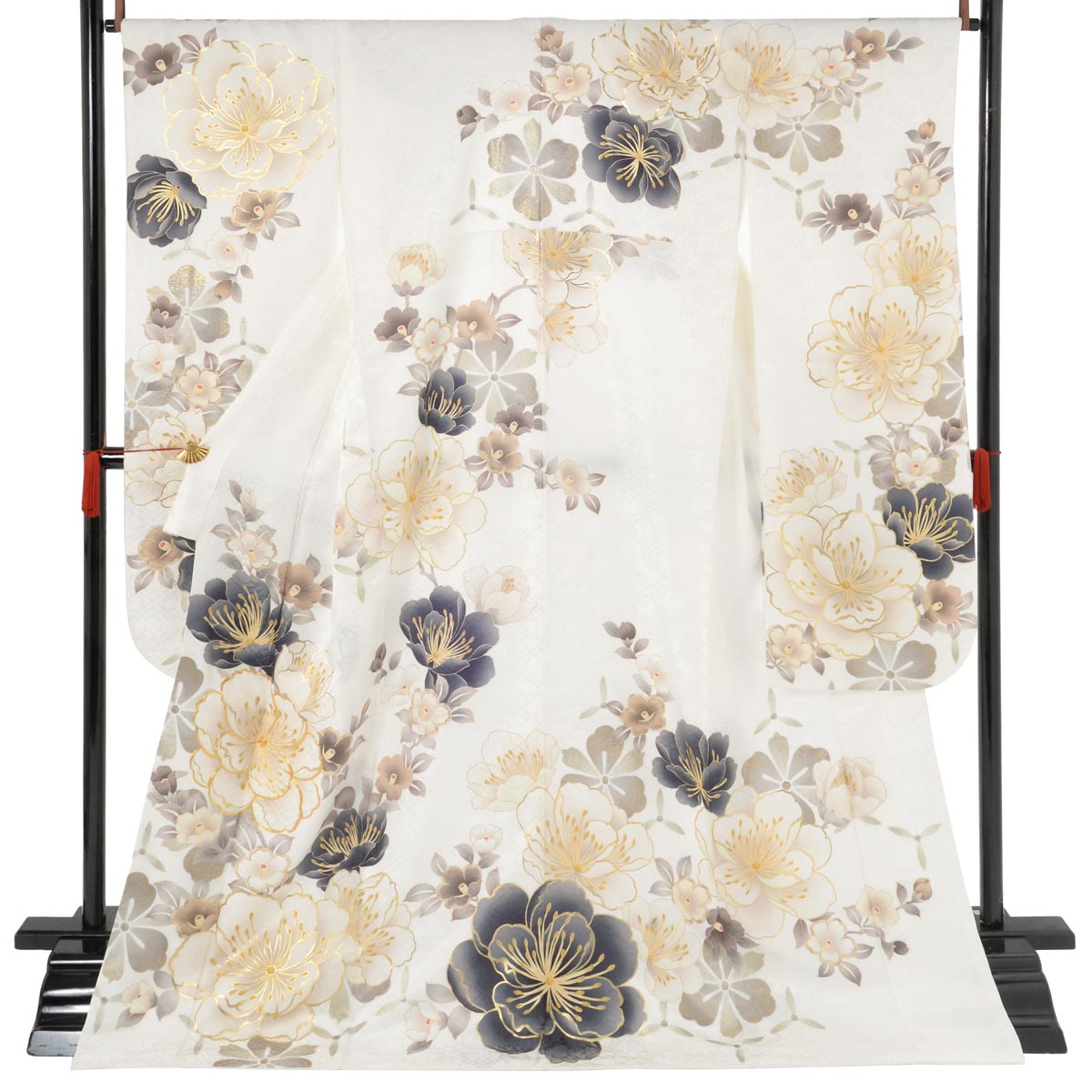  白　大桜に椿 R2099 レンタル 振袖袴 R2075