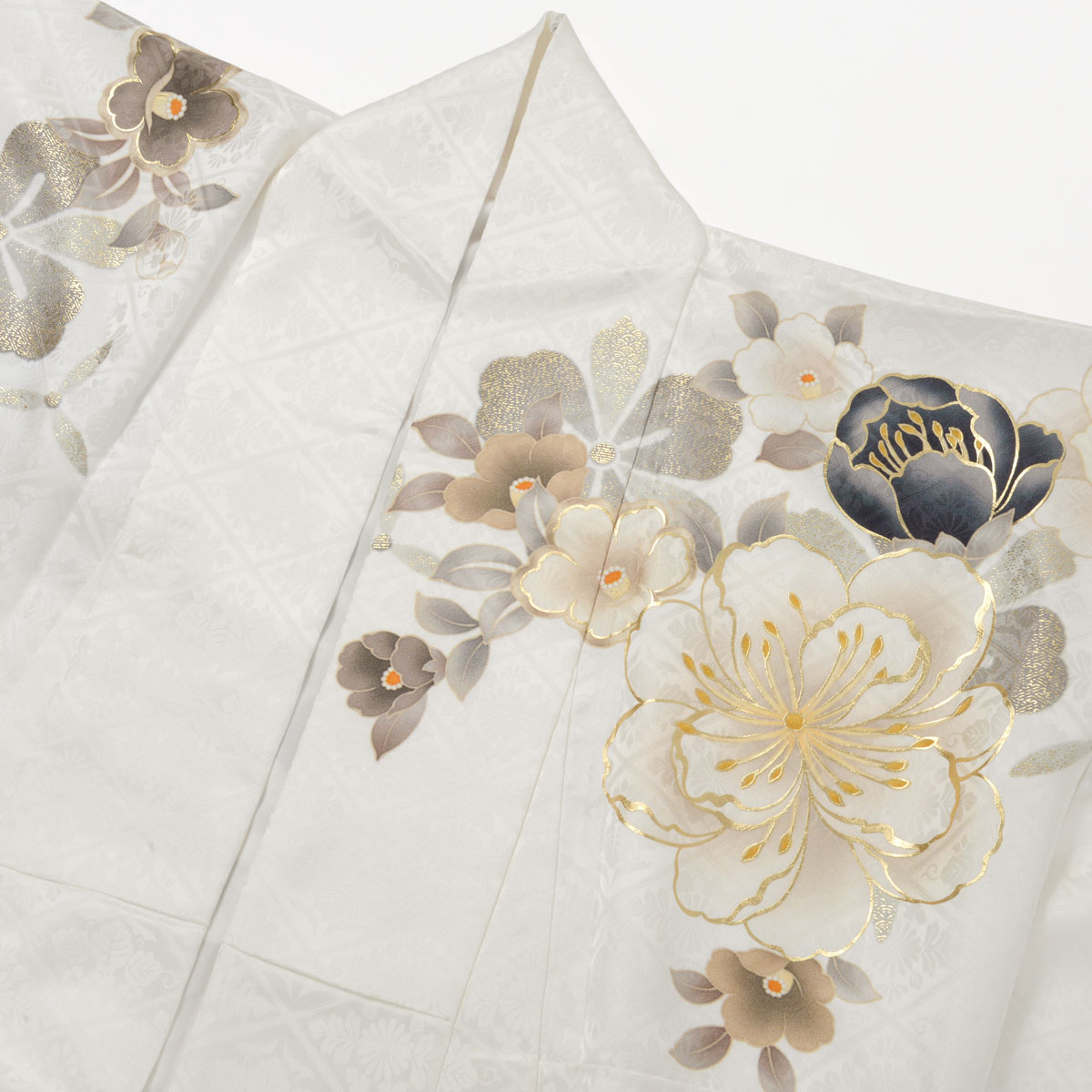  白　大桜に椿 R2099 レンタル 振袖袴 R2075