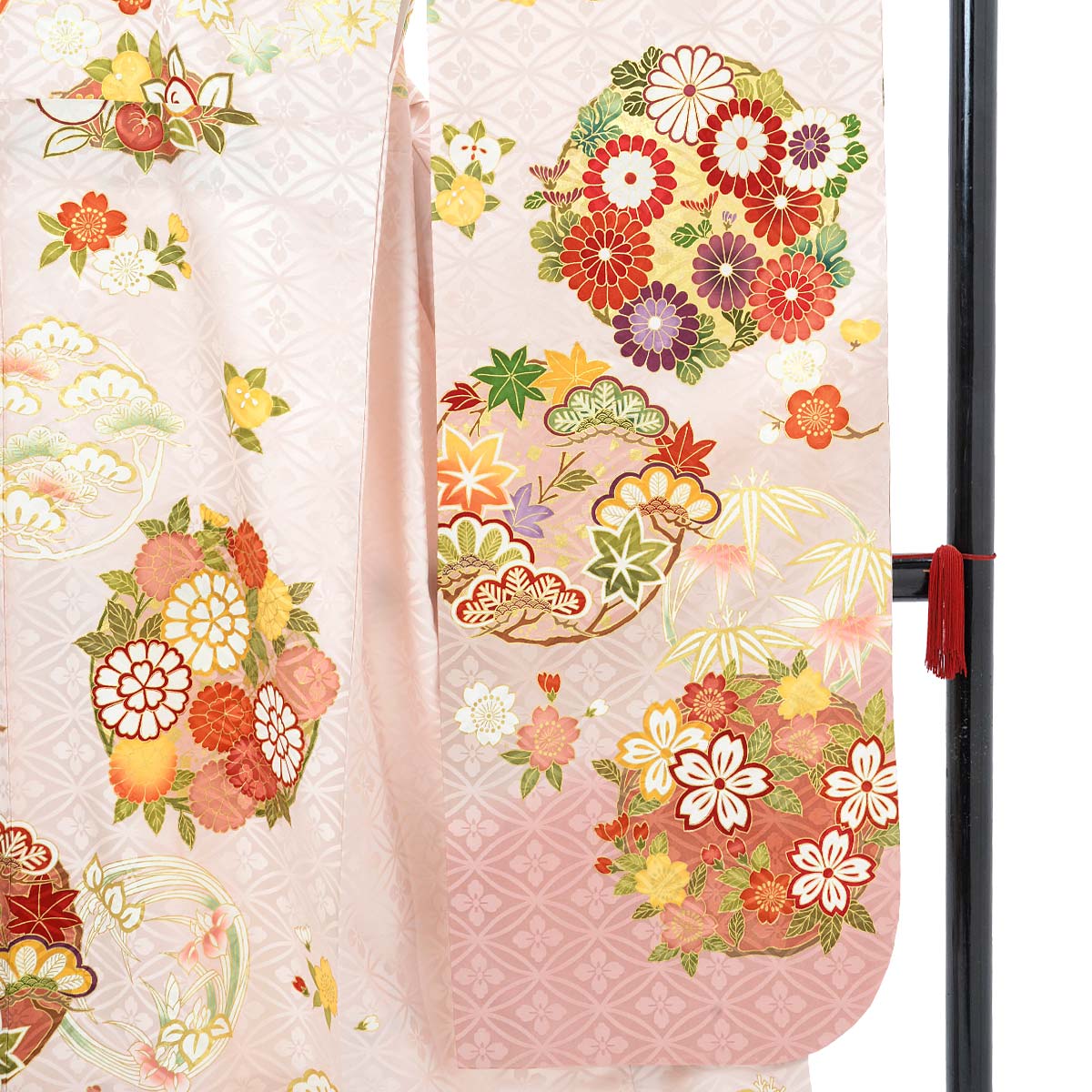 吉澤の友禅 【吉澤の友禅】薄ピンク　花丸文 レンタル 振袖袴 R2074