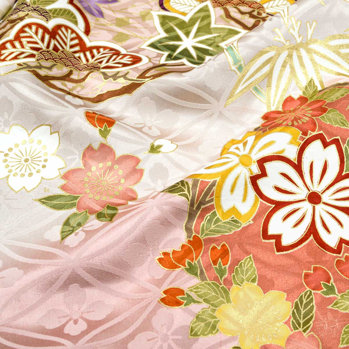 吉澤の友禅 【吉澤の友禅】薄ピンク　花丸文 レンタル 振袖袴 R2074