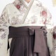  【SALE】 オフホワイト　薔薇に百合 レンタル 大学生袴 G1003