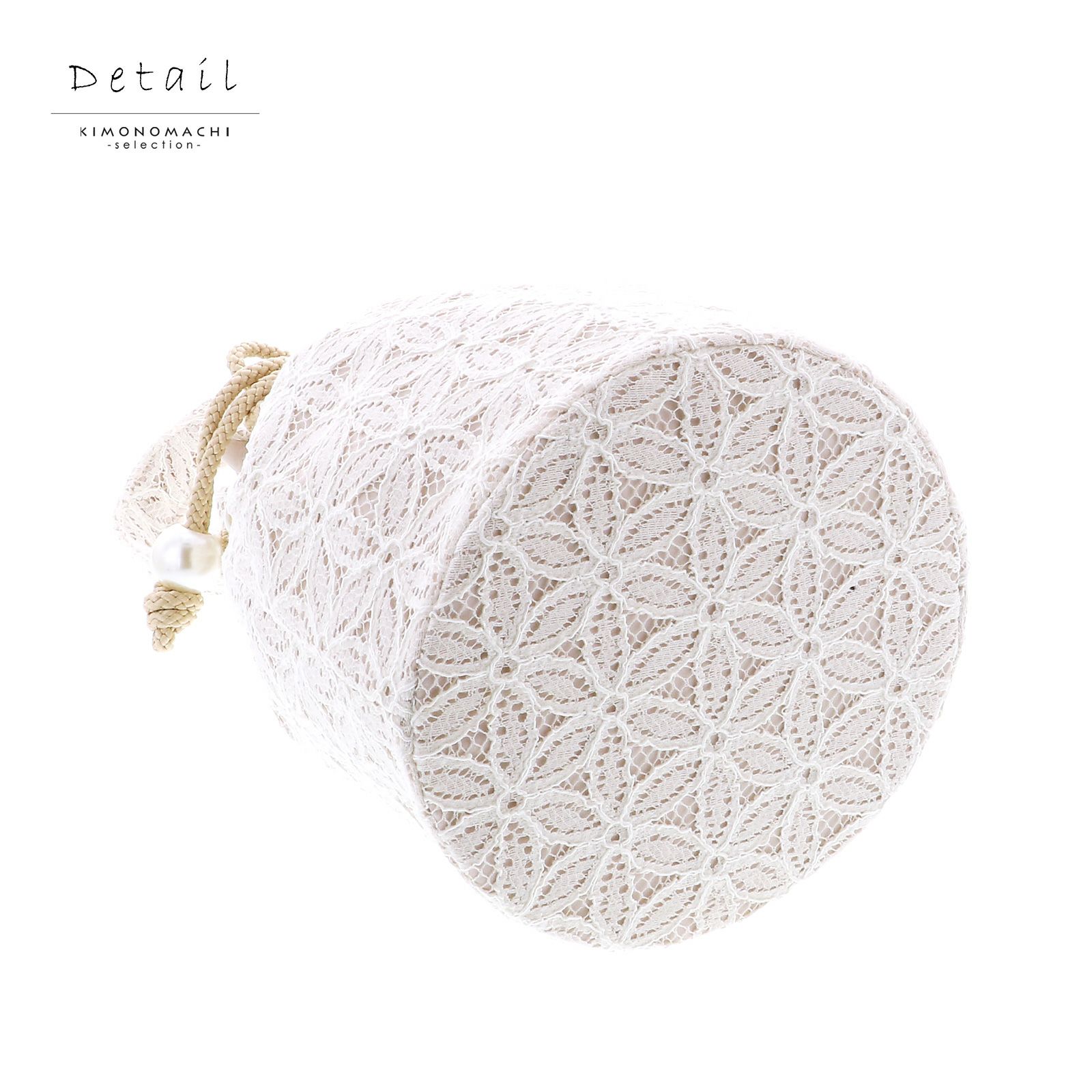 レース巾着 ホワイト・エクルベージュ・ネイビー・ブラック フラワーレース 販売 草履バッグ 052395